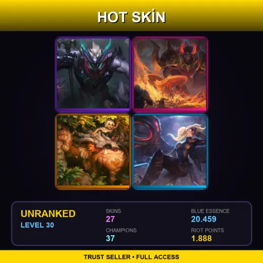 NA | Dragon Knight Mordekaiser | Infernal Mordekaiser | Sasquatch Nunu & Willump | Riot Kayle | 27 Skin | 37 Champ | Lv30