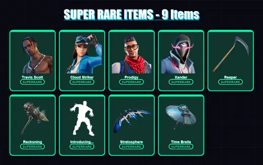 [PS4/PS5/PC] | Travis Scott | Cloud Striker | Prodigy | Xander | Gear Specialist Maya | 121 skin | 118 pickaxe | 103 emote | 105 glider | Lv1227