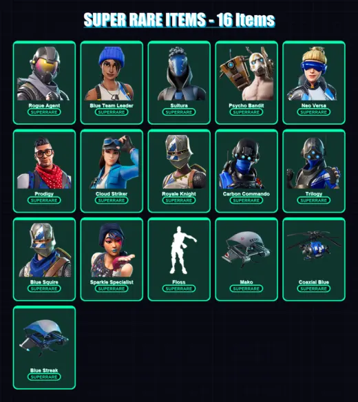 [PS4/PS5/XBOX/PC] | Rogue Agent | Blue Team Leader | Sultura | Psycho Bandit | Neo Versa | 149 skin | 165 pickaxe | 137 emote | 120 glider | Lv1704