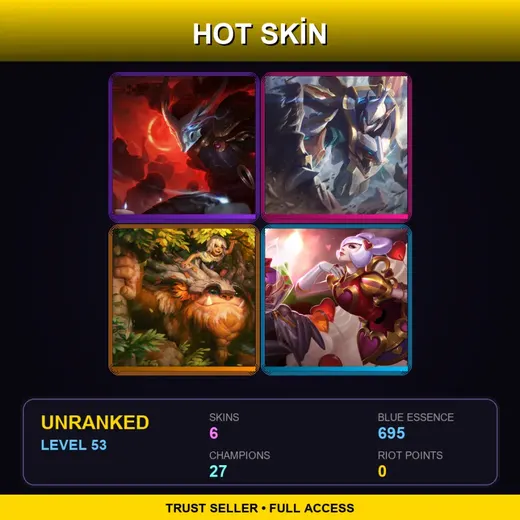 EUW | Blood Moon Yasuo | Mecha Kingdoms Sett | Sasquatch Nunu & Willump | Heartseeker Orianna | 6 Skin | 27 Champ | Lv53 — Heartseeker Orianna