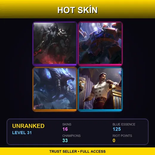 LAN | Blood Moon Aatrox | Mecha Zero Sion | Thunder Lord Volibear | Arcane Inventor Jayce | 16 Skin | 33 Champ | Lv31