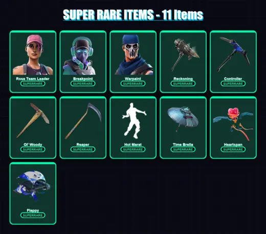 [PC/PSN] | Rose Team Leader | Breakpoint | Warpaint | Frozen Love Ranger | Valeria | 194 skin | 194 pickaxe | 193 emote | 143 glider | Lv1674