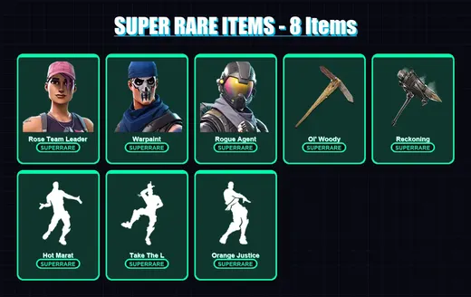 [PC/XBOX/PSN] | Rose Team Leader | Warpaint | Rogue Agent | Zenith | Enforcer | 38 skin | 22 pickaxe | 42 emote | 30 glider | Lv320