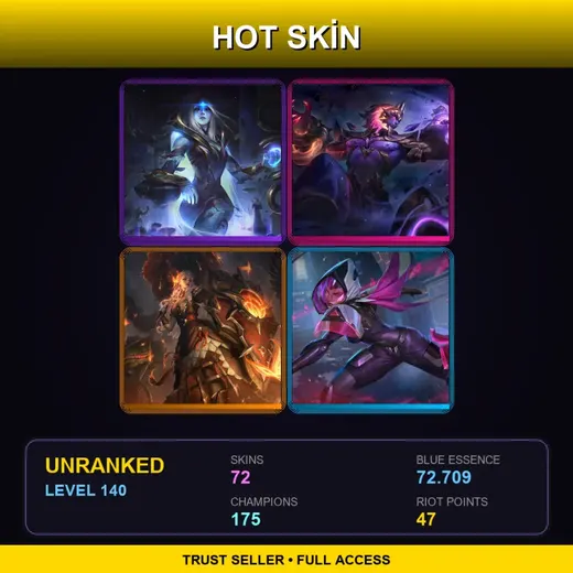VN | Dark Star Sylas | High Noon Leona | Cosmic Queen Ashe | PROJECT: Irelia | 72 Skin | 175 Champ | Lv140