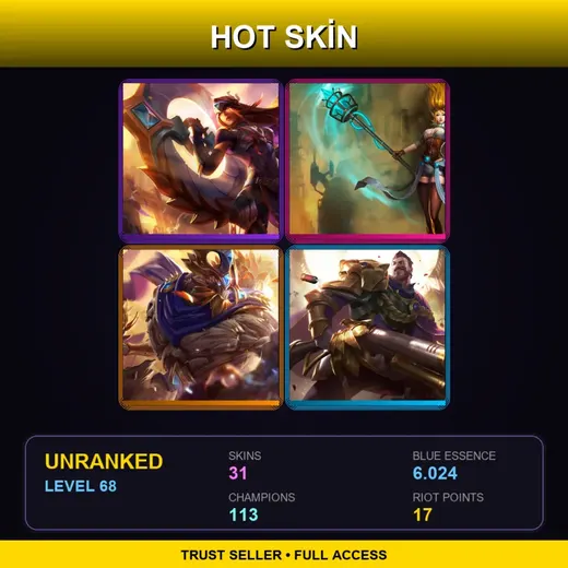 SG | Victorious Sivir | Hextech Janna | Victorious Maokai | Victorious Graves | 31 Skin | 113 Champ | Lv68