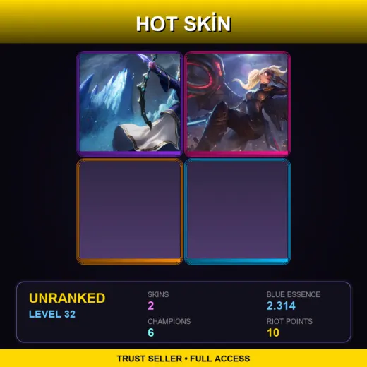 EUW | Queen Ashe | Riot Kayle | 2 Skin | 6 Champ | Lv32