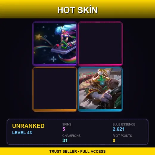 EUW | Arcade Sona | Garen Skin 9 | Blitzcrank Skin 8 | Angler Jax | 5 Skin | 31 Champ | Lv43