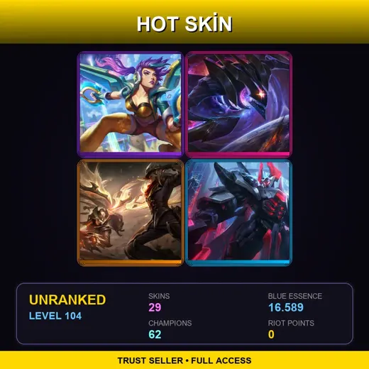 LAN | High Noon Varus | PROJECT: Mordekaiser | Dark Star Kha'Zix | Arcade Kai'Sa | 29 Skin | 62 Champ | Lv104