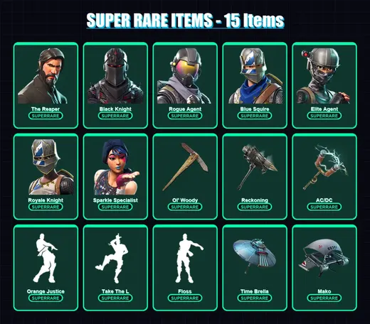[PC/XBOX/PSN] | The Reaper | Black Knight | Rogue Agent | Blue Squire | Elite Agent | 38 skin | 31 pickaxe | 36 emote | 42 glider | Lv548