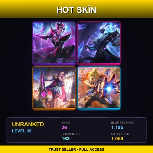 TW | Challenger Ahri | Battle Academia Caitlyn | Battle Academia Ezreal | High Noon Senna | 26 Skin | 163 Champ | Lv39 — LoL account