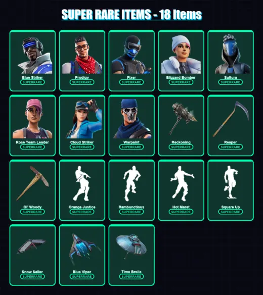 [PS4/PS5/XBOX/PC] | Blue Striker | Prodigy | Fixer | Blizzard Bomber | Sultura | 193 skin | 215 pickaxe | 176 emote | 196 glider | Lv2473