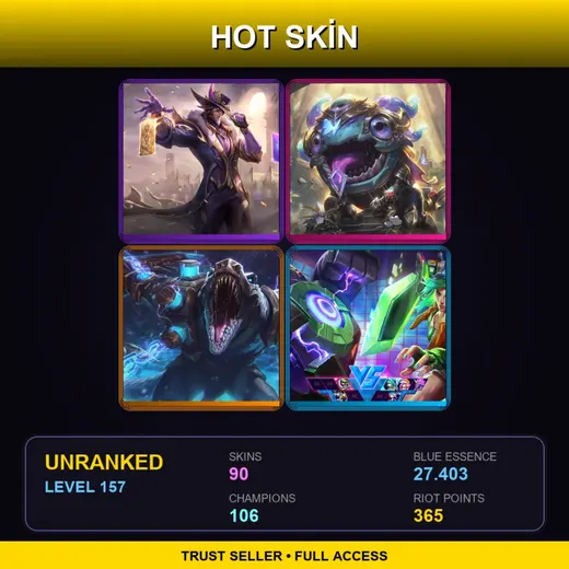 TR | Victorious Twisted Fate | Victorious Kog'Maw | Hextech Renekton | Battle Academia Rakan | 90 Skin | 106 Champ | Lv157 — Space Groove Teemo
