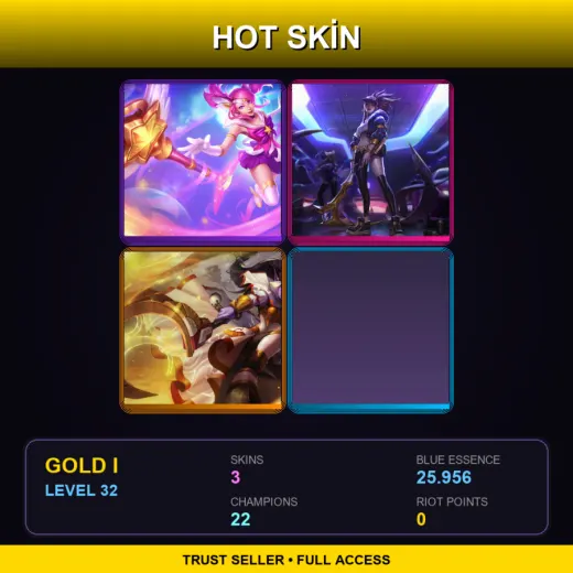 EUW | Star Guardian Lux | K/DA Akali | Celestine Soraka | 3 Skin | 22 Champ | Gold I | Lv32