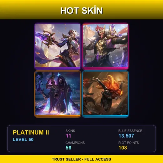 SG | Victorious Fiora | Victorious Draven | High Noon Katarina | PROJECT: Katarina | 11 Skin | 56 Champ | Platinum II | Lv50