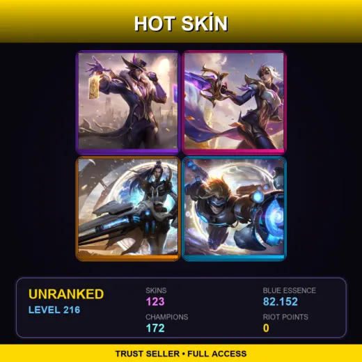 VN | Victorious Twisted Fate | Victorious Fiora | Pulsefire Caitlyn | Pulsefire Ezreal | 123 Skin | 172 Champ | Lv216