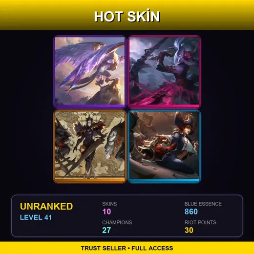 LAS | Victorious Anivia | Blood Moon Katarina | Iron Inquisitor Kayle | Waterloo Miss Fortune | 10 Skin | 27 Champ | Lv41
