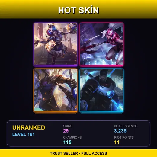 SG | Victorious Orianna | Challenger Nidalee | Victorious Aatrox | PROJECT: Katarina | 29 Skin | 115 Champ | Lv161