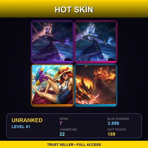 RU | Dark Cosmic Lux | Cosmic Lux | Pool Party Miss Fortune | Infernal Karthus | 7 Skin | 22 Champ | Lv61