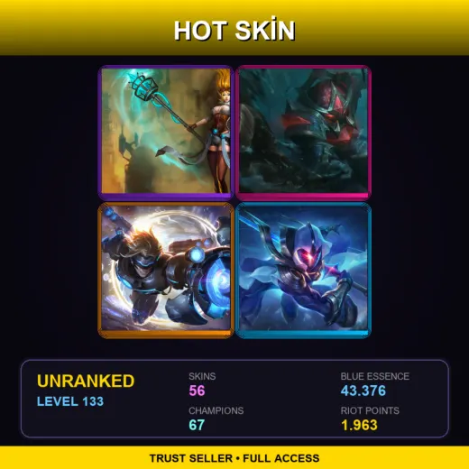 EUW | Hextech Janna | Conqueror Nautilus | Pulsefire Ezreal | Cosmic Blade Master Yi | 56 Skin | 67 Champ | Lv133