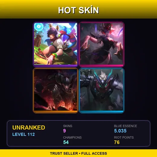 LAN | Blood Moon Evelynn | Arcade Ahri | Dragonslayer Pantheon | Dragon Knight Mordekaiser | 9 Skin | 54 Champ | Lv112 — Dragon Knight Mordekaiser