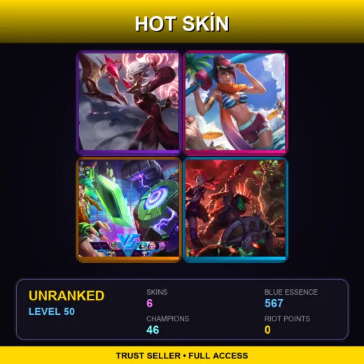 EUW | Conqueror Karma | Pool Party Fiora | Battle Boss Blitzcrank | Zombie Slayer Pantheon | 6 Skin | 46 Champ | Lv50