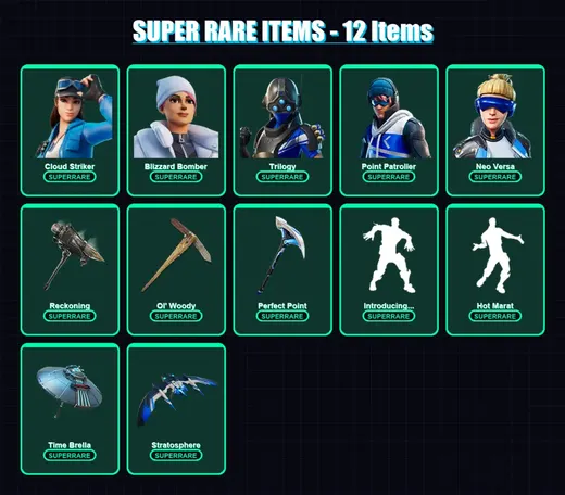 [PS4/PS5/XBOX/PC] | Cloud Striker | Blizzard Bomber | Trilogy | Point Patroller | Neo Versa | 79 skin | 109 pickaxe | 90 emote | 104 glider | Lv1646 — Game account