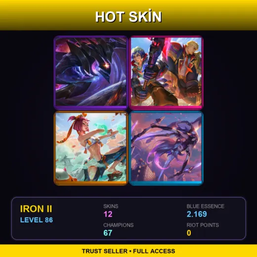 EUW | Dark Star Kha'Zix | Battle Academia Garen | Spirit Blossom Springs Yunara | Star Guardian Akali | 12 Skin | 67 Champ | Iron II | Lv86