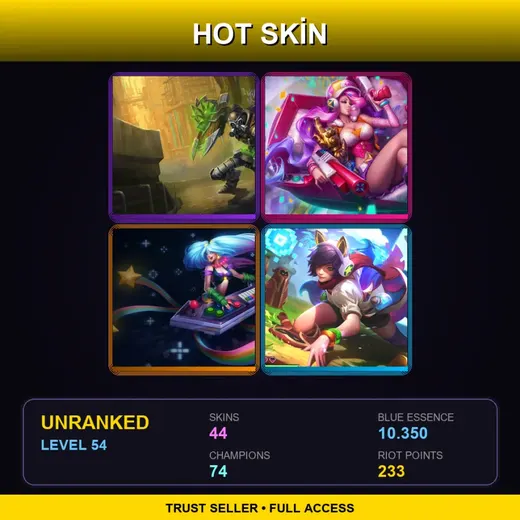 EUW | Hextech Singed | Cosmic Reaver Kassadin | Arcade Miss Fortune | Arcade Sona | 44 Skin | 74 Champ | Lv54