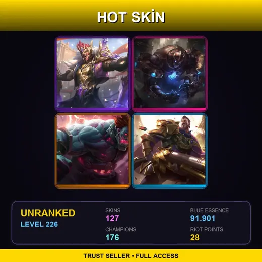 VN | Victorious Draven | Hextech Galio | Hextech Sion | Victorious Graves | 127 Skin | 176 Champ | Lv226