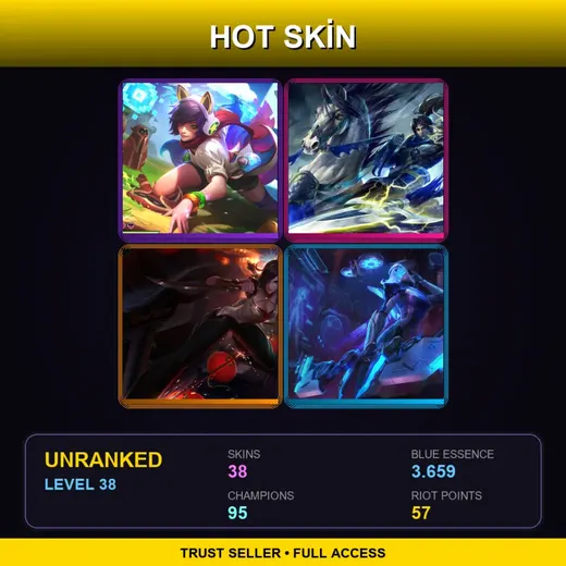 SG | PROJECT: Ashe | Arcade Ahri | Star Guardian Jinx | PROJECT: Lucian | 38 Skin | 95 Champ | Lv38