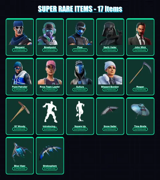 [PS4/PS5/PC] | Warpaint | Breakpoint | Fixer | Darth Vader | John Wick | 191 skin | 201 pickaxe | 228 emote | 164 glider | Lv2356