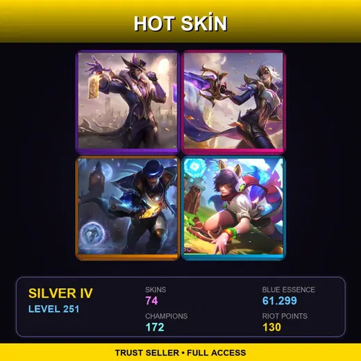 BR | Victorious Twisted Fate | Victorious Fiora | Battle Academia Caitlyn | Pulsefire Twisted Fate | 74 Skin | 172 Champ | Silver IV | Lv251 — Snow Moon Kayn