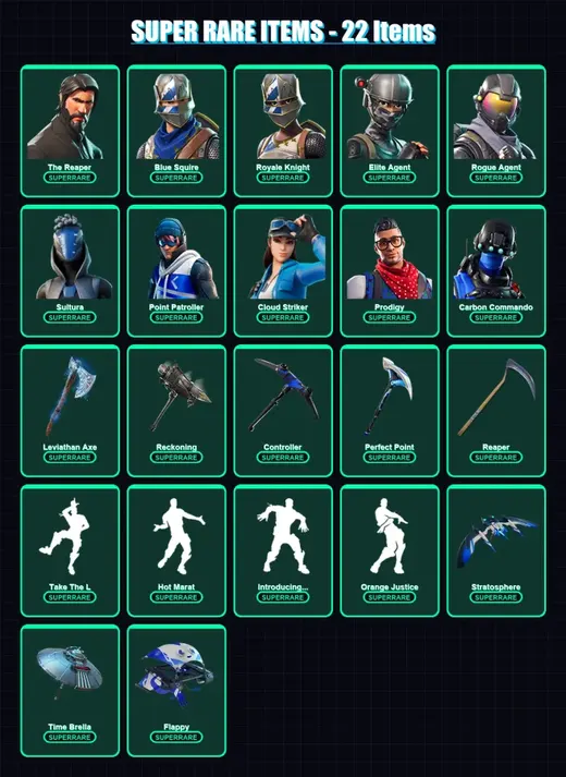 [PC/XBOX/PSN] | The Reaper | Blue Squire | Royale Knight | Elite Agent | Rogue Agent | 212 skin | 216 pickaxe | 169 emote | 154 glider | Lv2272