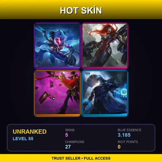 LAN | Cosmic Blade Master Yi | Gun Goddess Miss Fortune | The Magnificent Twisted Fate | Worlds 2019 Ryze | 5 Skin | 27 Champ | Lv55 — Worlds 2019 Ryze