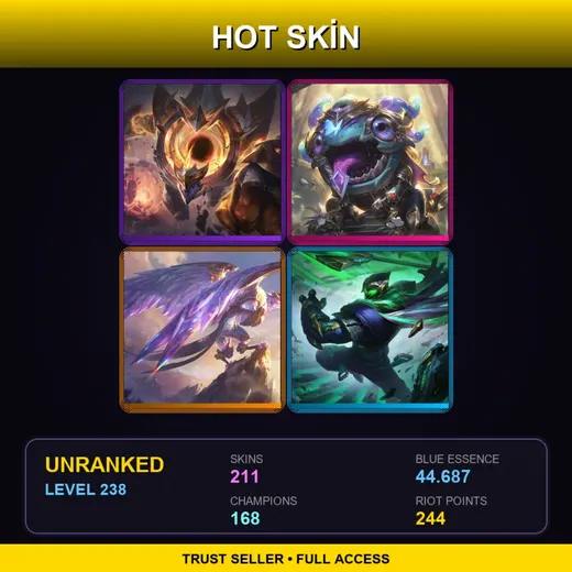 EUW | Prestige Dark Star Malphite | Victorious Kog'Maw | Victorious Anivia | Conqueror Jax | 211 Skin | 168 Champ | Lv238
