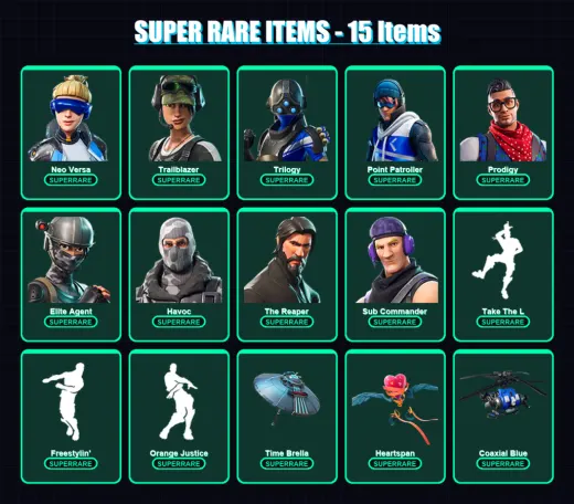 [PC/XBOX] | Neo Versa | Trailblazer | Trilogy | Point Patroller | Prodigy | 127 skin | 146 pickaxe | 113 emote | 150 glider | Lv2294