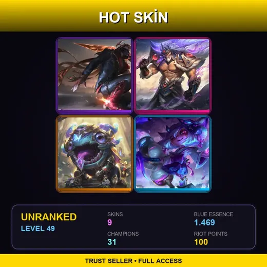 LAN | Prestige High Noon Talon | Victorious Tryndamere | Victorious Kog'Maw | Spirit Blossom Tristana | 9 Skin | 31 Champ | Lv49