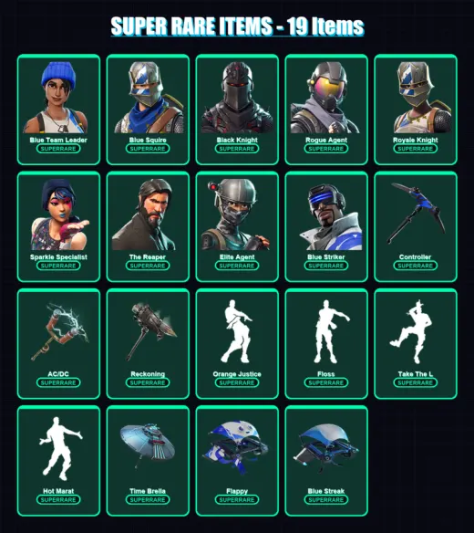 [PS4/PS5/XBOX/PC] | Blue Team Leader | Blue Squire | Black Knight | Rogue Agent | Royale Knight | 44 skin | 29 pickaxe | 42 emote | 39 glider | Lv60