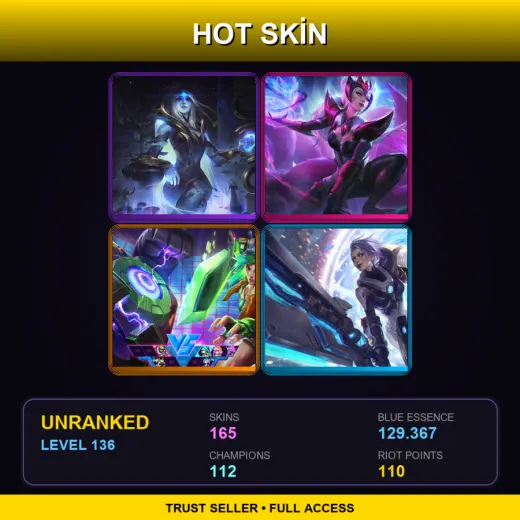 EUW | Cosmic Queen Ashe | Challenger Ahri | Arcade Riven | Pulsefire Riven | 165 Skin | 112 Champ | Lv136