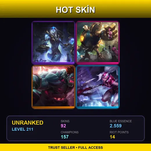 SG | Victorious Blitzcrank | Hextech Sion | Challenger Nidalee | High Noon Twisted Fate | 92 Skin | 157 Champ | Lv211