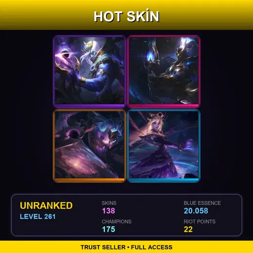 SG | Cosmic Devourer Vladimir | Cosmic Defender Xin Zhao | Dark Star Shaco | Dark Cosmic Lux | 138 Skin | 175 Champ | Lv261