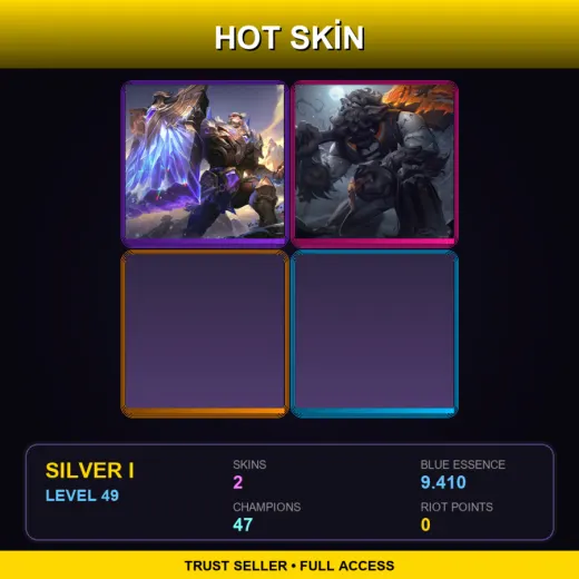 EUW | Victorious Braum | Fright Night Trundle | 2 Skin | 47 Champ | Silver I | Lv49