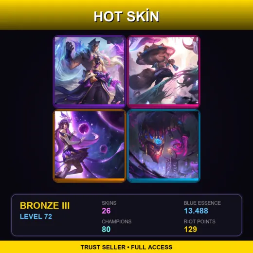 BR | Spirit Blossom Sett | Spirit Blossom Teemo | Star Guardian Syndra | Inkshadow Aurelion Sol | 26 Skin | 80 Champ | Bronze III | Lv72