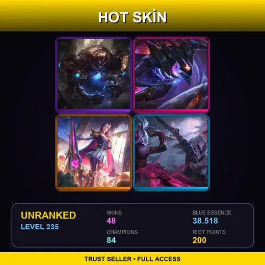 LAN | Hextech Galio | Battle Academia Caitlyn | Blood Moon Master Yi | Dark Star Kha'Zix | 48 Skin | 84 Champ | Lv235 — Cafe Cuties Soraka