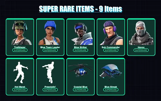 [PC/XBOX/PSN] | Trailblazer | Blue Team Leader | Blue Striker | Sub Commander | Havoc | 13 skin | 22 pickaxe | 24 emote | 21 glider | Lv474