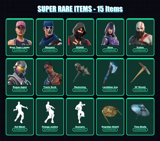 [PC/XBOX/PSN] | Rose Team Leader | Warpaint | IKONIK | Glow | Kratos | 134 skin | 142 pickaxe | 121 emote | 134 glider | Lv1875