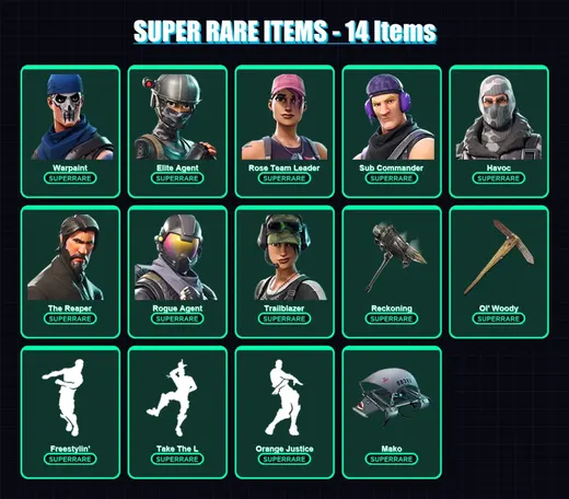 [PC/XBOX] | Warpaint | Elite Agent | Rose Team Leader | Sub Commander | Havoc | 60 skin | 56 pickaxe | 72 emote | 59 glider | Lv880