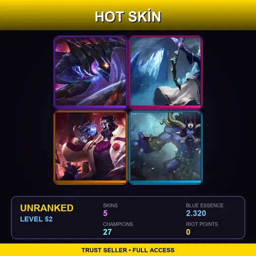 LAS | Dark Star Kha'Zix | Queen Ashe | Debonair Galio | Unchained Alistar | 5 Skin | 27 Champ | Lv52 — Queen Ashe