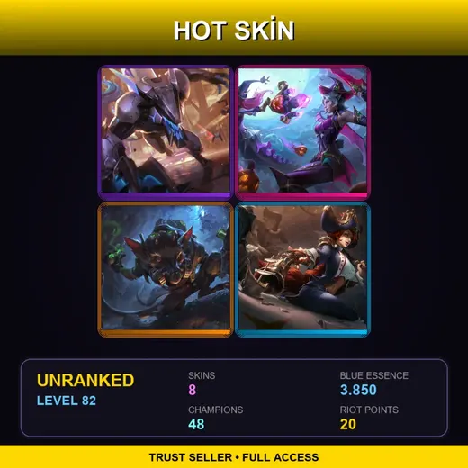 LAS | PROJECT: Warwick | Bewitching Fiora | Omega Squad Twitch | Waterloo Miss Fortune | 8 Skin | 48 Champ | Lv82 — Project Warwick