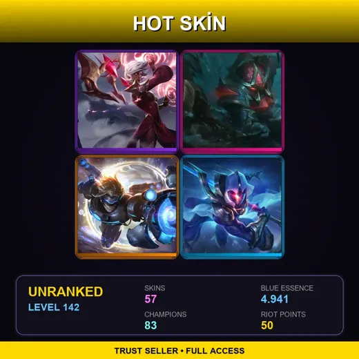 LAN | Conqueror Karma | Conqueror Nautilus | Cosmic Blade Master Yi | PROJECT: Renekton | 57 Skin | 83 Champ | Lv142
